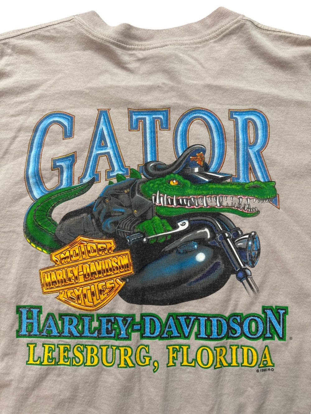 Vintage Harley Davidson Gator Leesburg Florida 1995 Men’s T-Shirt Size Large USA